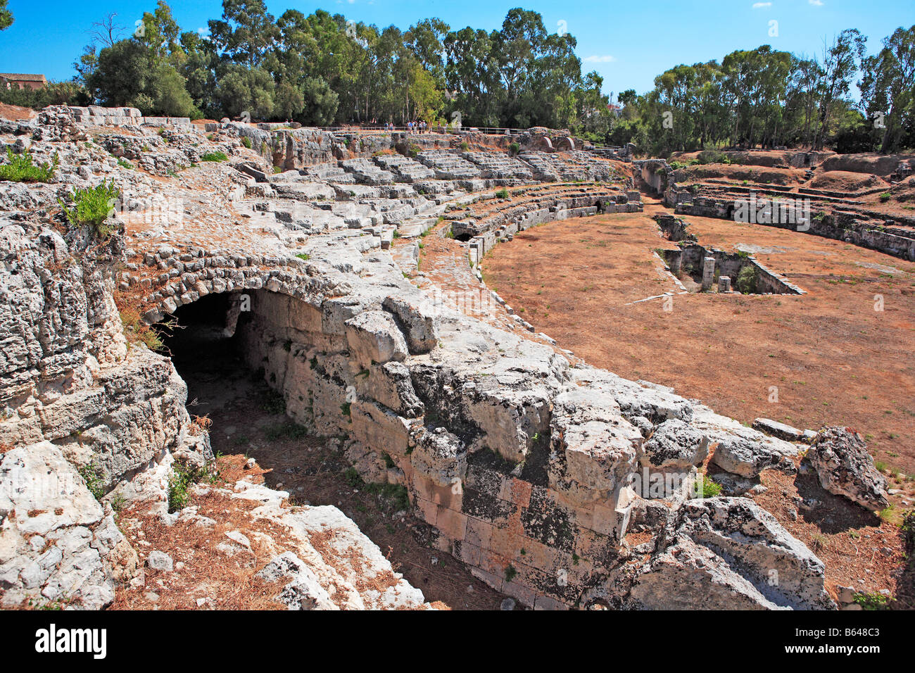 Anfiteatro romano primo secolo A.C. Neapolis, Siracusa, Sicilia Foto Stock