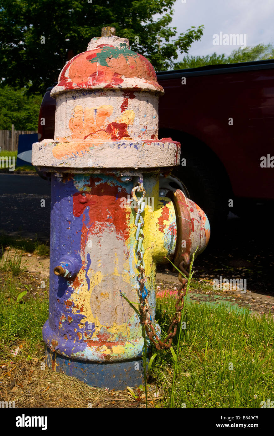 Dipinto idrante di fuoco, Detroit, Michigan Foto Stock