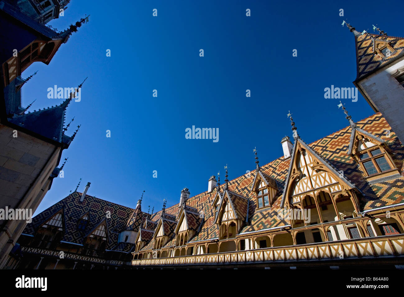 Francia, Beaune, Borgogna, 'Hospices de Beaune' ospedale da 1443. Chiamato anche Hotel-Dieu, ora museo. Foto Stock