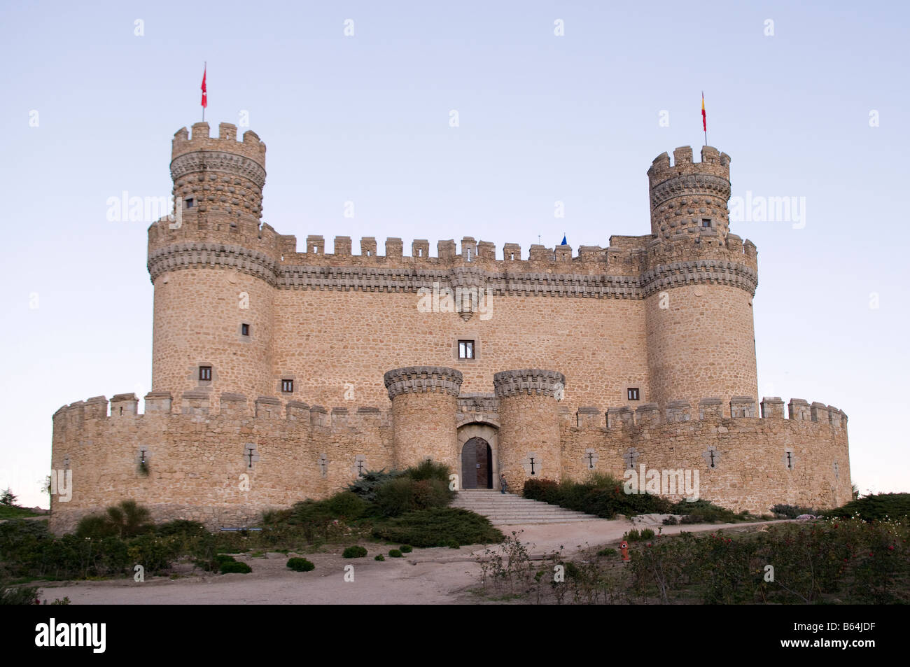 Manzanares el Real Castello Castillo de Manzanares el Real restaurato xv secolo castello Madrid Spagna España UE Foto Stock