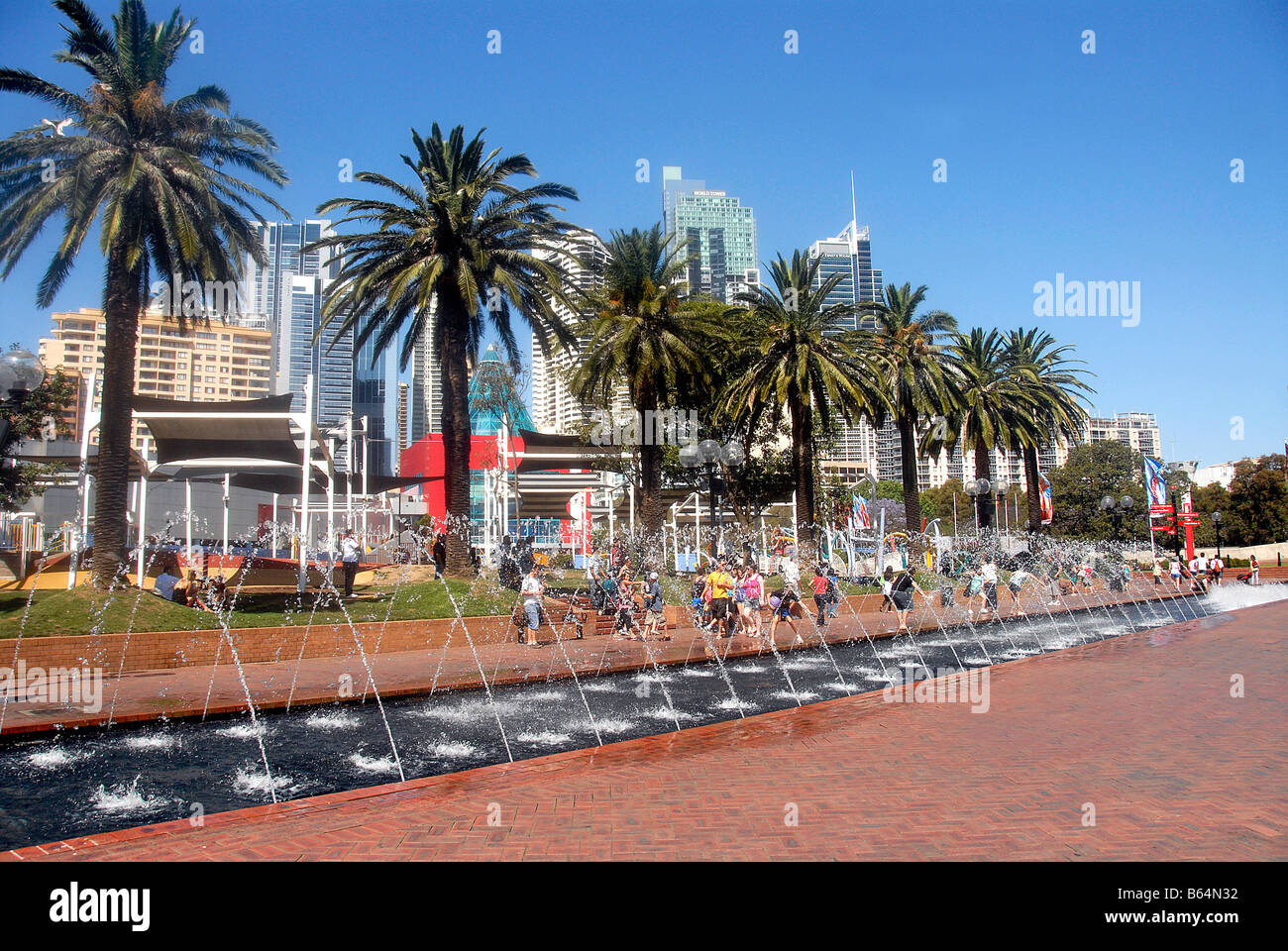 Fontane, il porto di Darling, Sydney, Australia Foto Stock