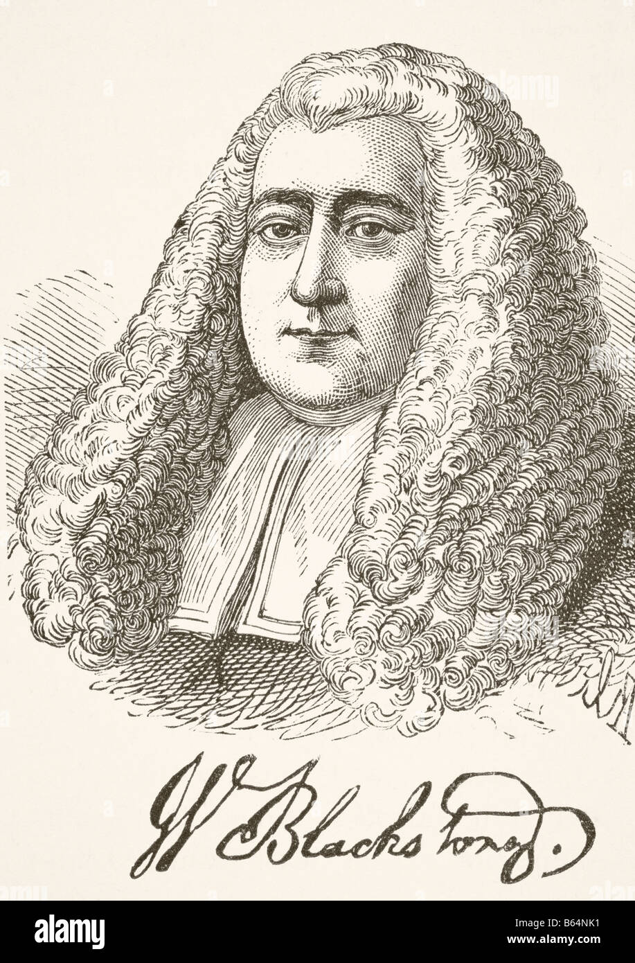 Sir William Blackstone, 1723-1780. Giurista e professore inglese. Ritratto e firma. Foto Stock