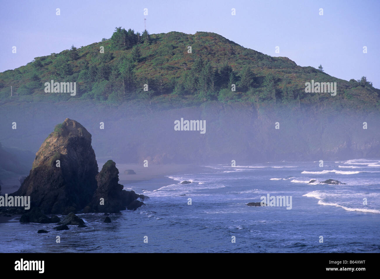 La luce del mattino sulla testa di Trinidad Trinidad State Beach Humboldt County in California Foto Stock