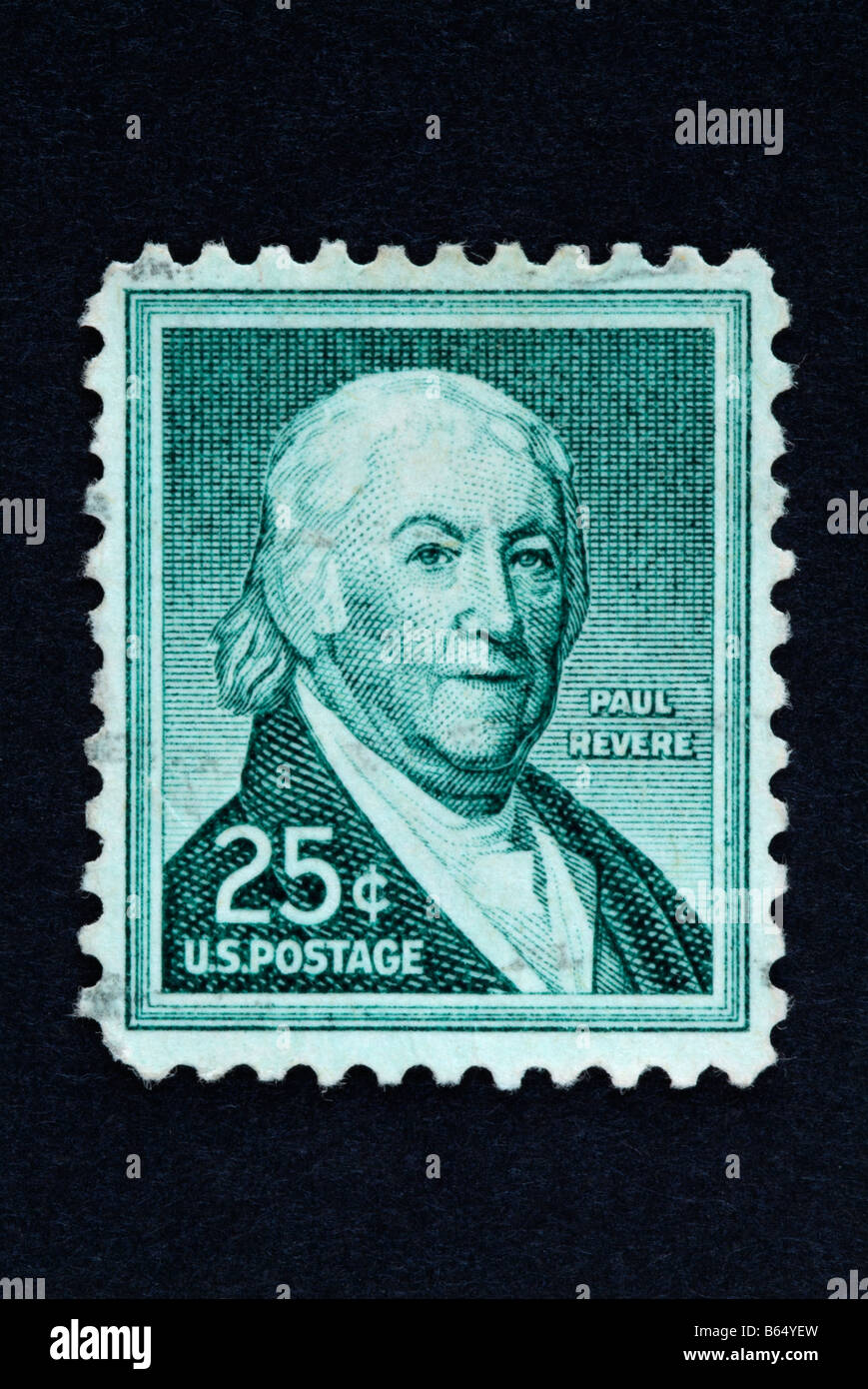 A 25 cent noi francobollo con l'immagine di Paul Revere Foto Stock