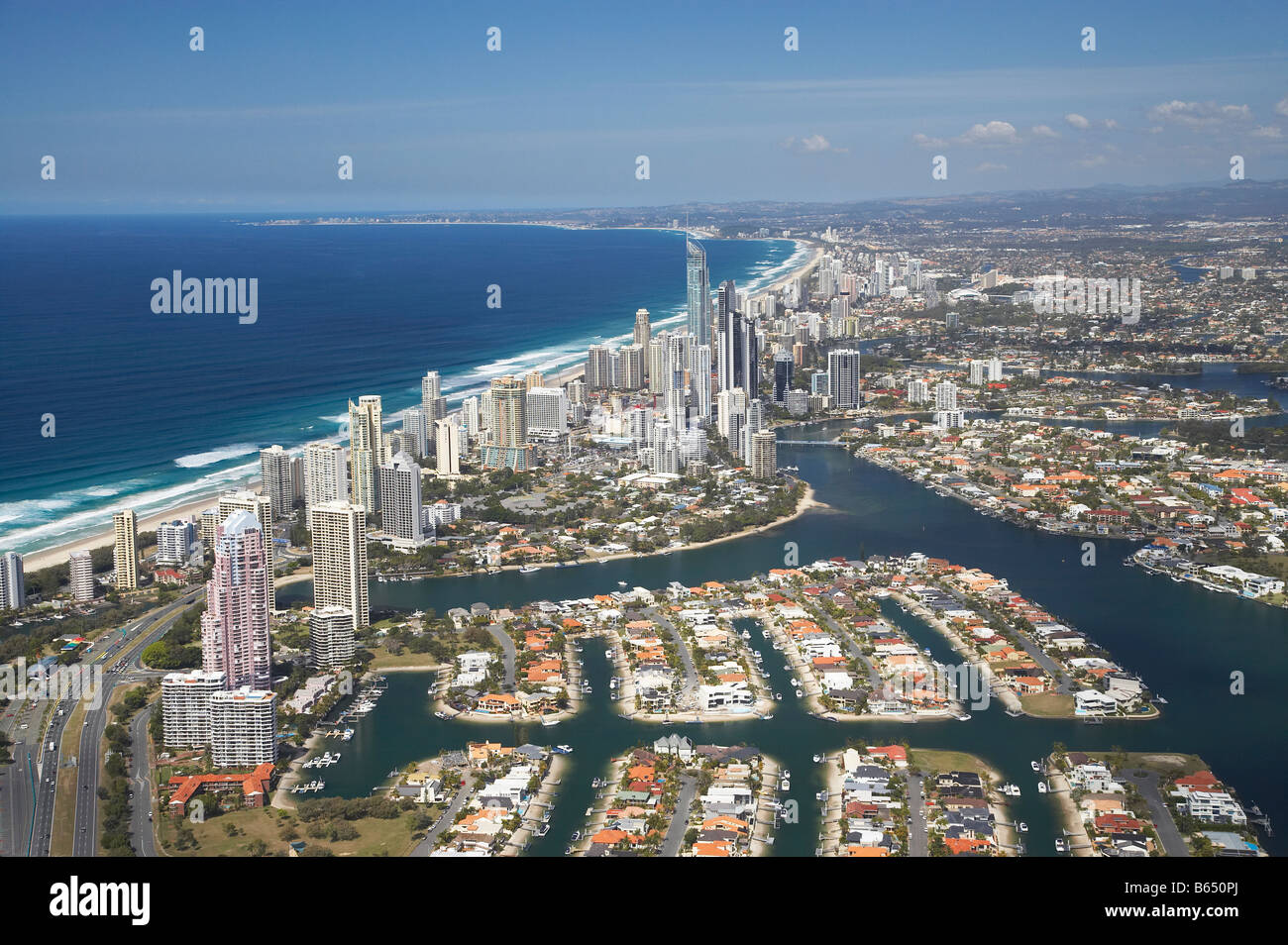 Paradiso Acque di Surfers Paradise, Gold Coast di Queensland antenna Australia Foto Stock