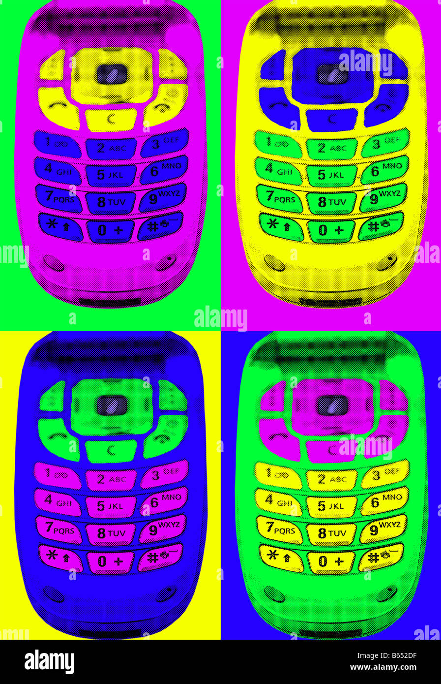 Telefoni cellulari in pop art style Foto Stock