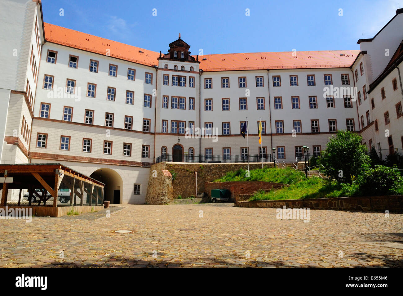 Il castello di colditz dal carcere di ostello della gioventù Foto Stock