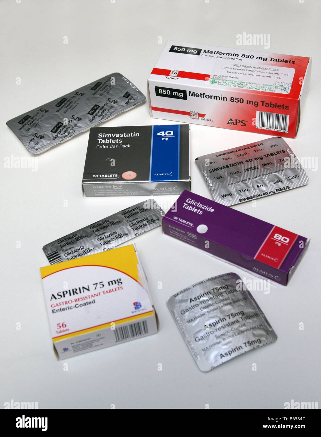 Vari farmaci utilizzati per il diabete Foto Stock