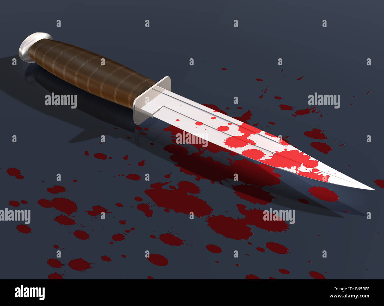 Illustrazione di un sangue opener coltello su strada Foto Stock