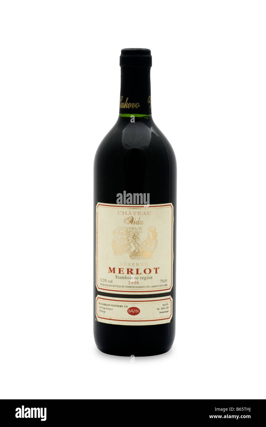 Bavin vino rosso secco nederland merlot stambolovo regione 1996 vinprom haskovo aida chateau Foto Stock