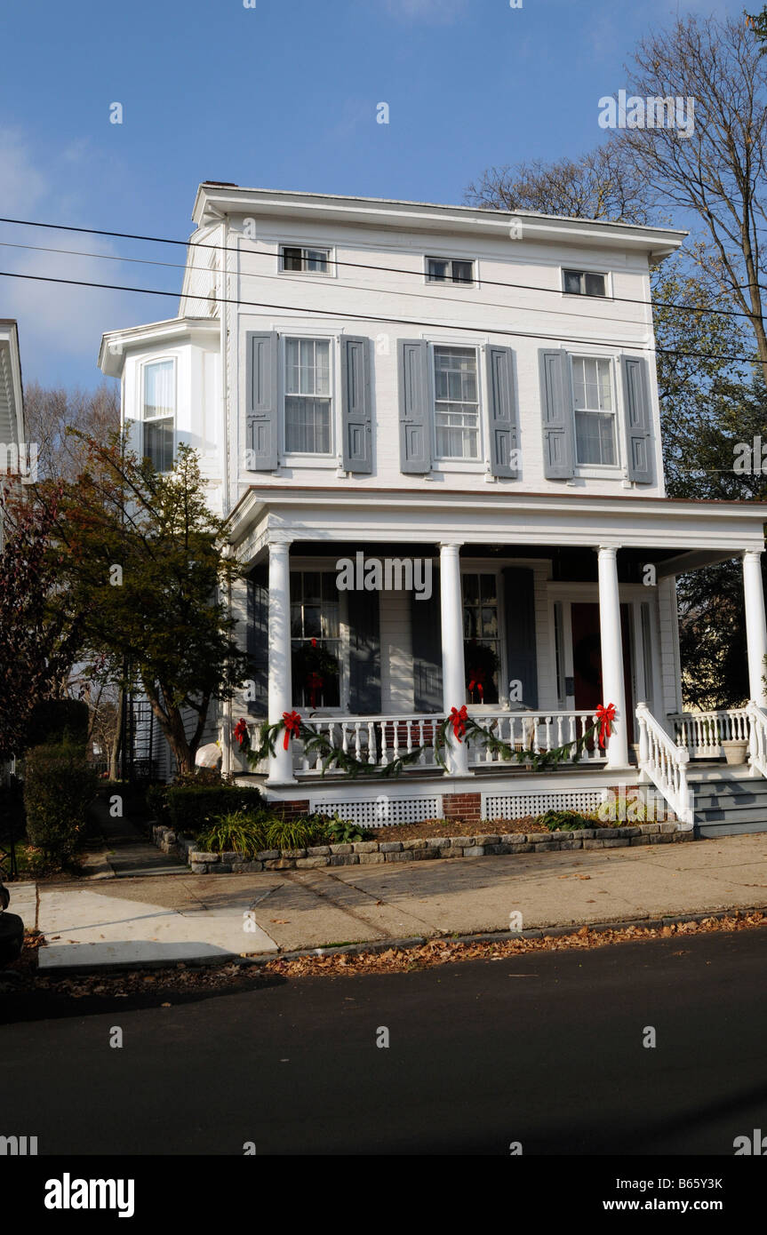 Аntique white house,Radcliffe Street, Bristol, CONTEA DI BUCKS, Pennsylvania, STATI UNITI D'AMERICA,l'America del Nord Foto Stock