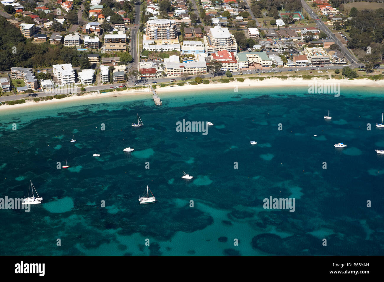 La Shoal Bay Port Stephens Nuovo Galles del Sud Australia antenna Foto Stock