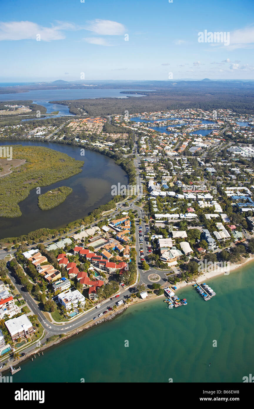 Noosaville Noosa ingresso e Weyba Creek Teste di Noosa Sunshine Coast di Queensland antenna Australia Foto Stock