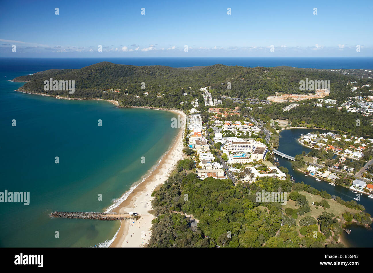 Spiaggia di Noosa Noosa capi Sunshine Coast di Queensland antenna Australia Foto Stock