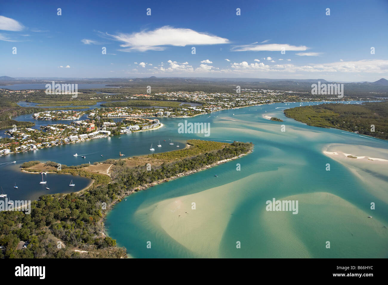 Noosa aspirazione teste di Noosa Sunshine Coast di Queensland antenna Australia Foto Stock