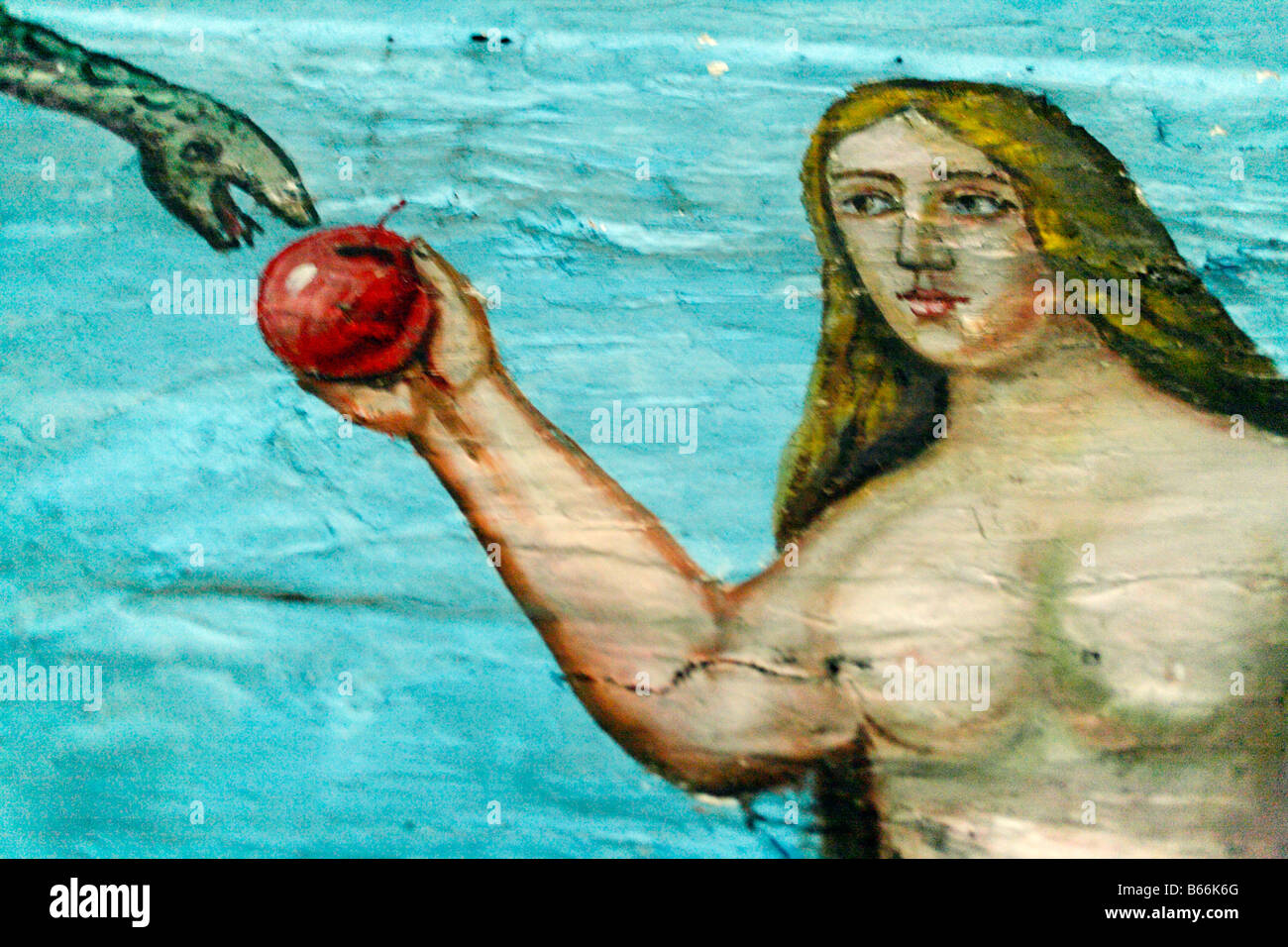 La Caduta, affresco, Oblast di Zakarpattia (Oblast di Transcarpazia, Transcarpathia, Zakarpattya, Subcarpathian Rus), Ucraina Foto Stock