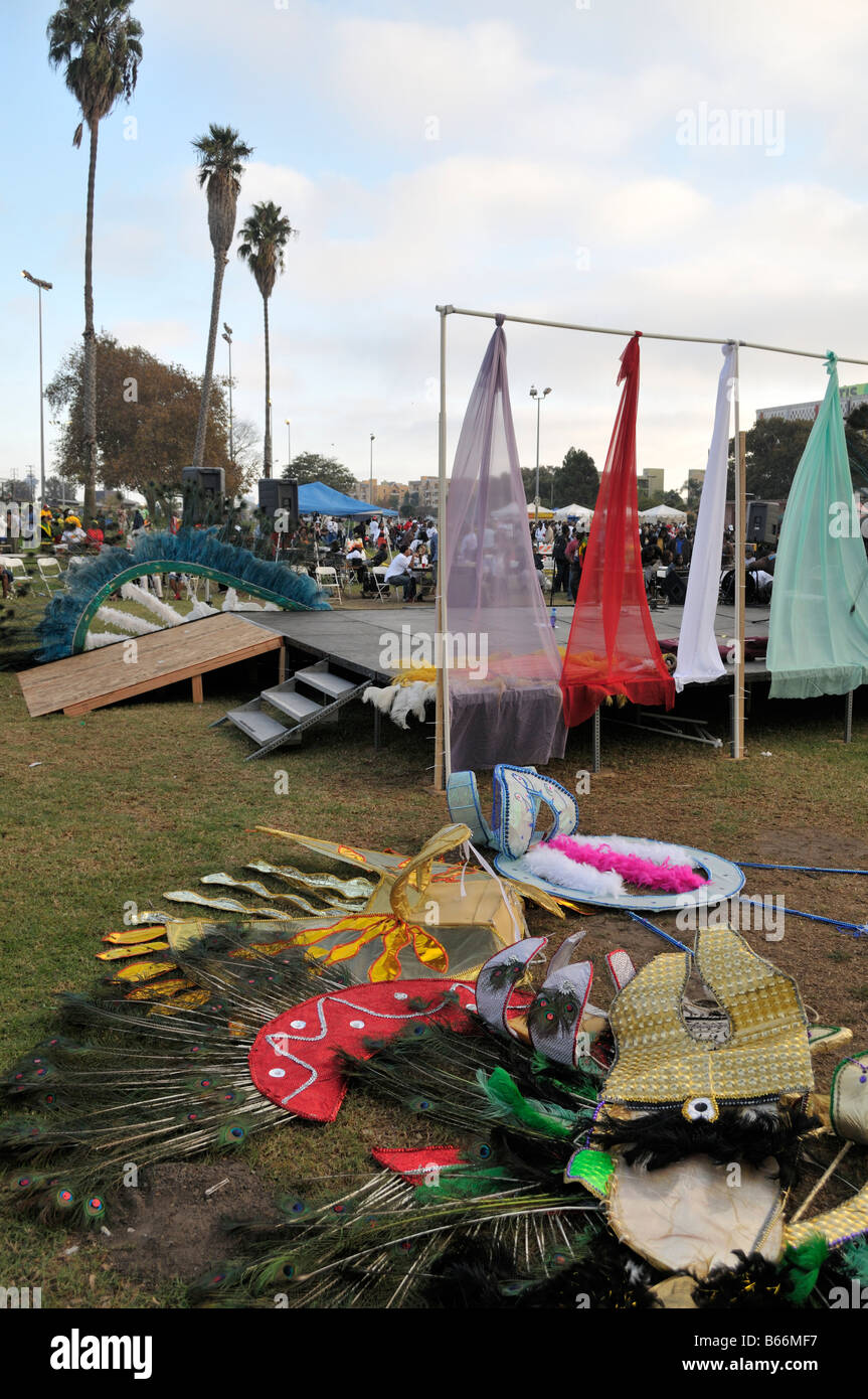 Un dietro le quinte tipo di vista del Festival Caraibico In Westchester avvolgimento del parco verso il basso Foto Stock
