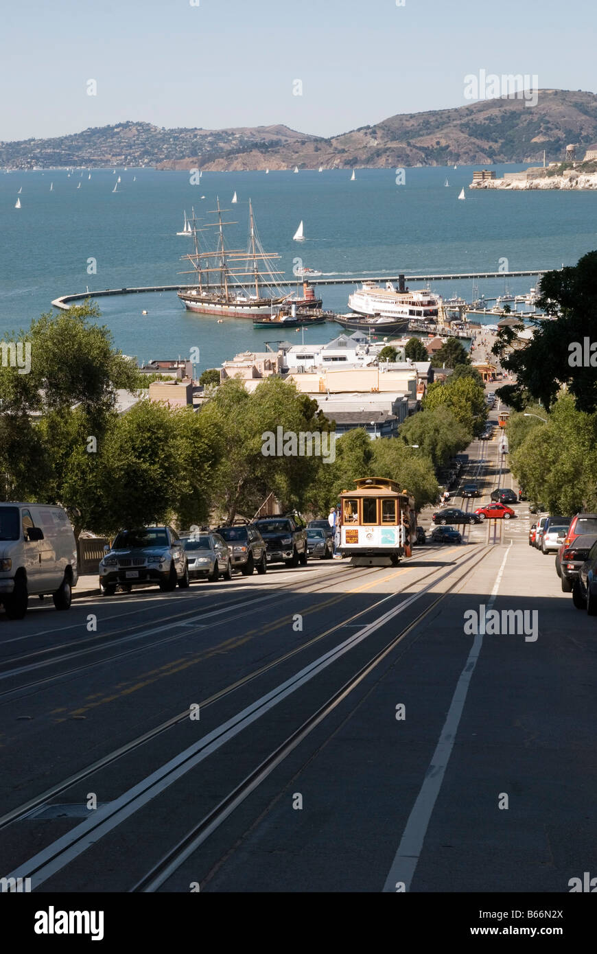 Taylor street,tram di san francisco, cavo auto,Stati Uniti d'America,Fisherman Wharf Foto Stock
