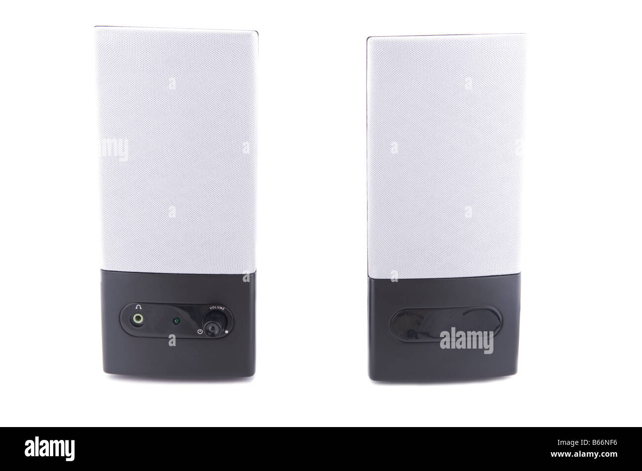 Oggetto sul bianco nero altoparlanti da scrivania Foto Stock