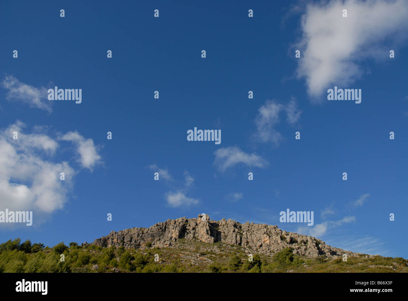Montagna cresta, vicino Tarbena, Marina Baixa, Provincia di Alicante, Comunidad Valenciana, Spagna Foto Stock