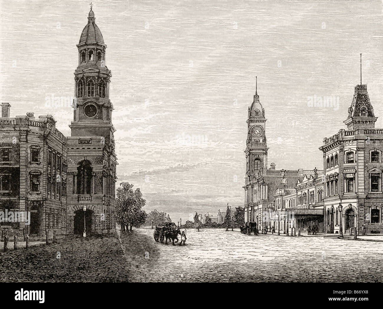 King William Street, Adelaide, Australia, circa 1880. Foto Stock