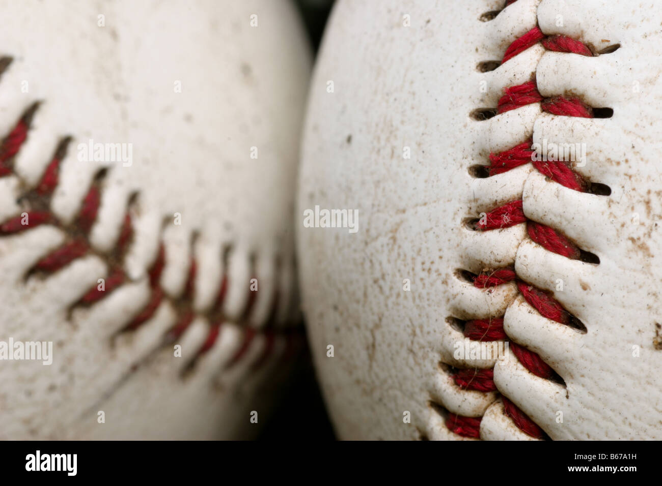 Close-up di due baseballs Foto Stock