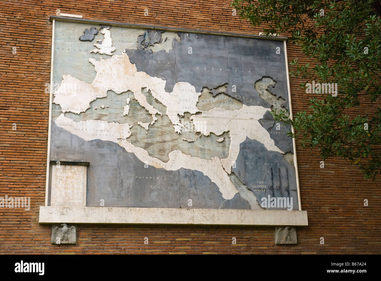 Mappa dell'impero romano nel momento della sua più grande sulla parete del foro Romano a Roma Italia Europa Foto Stock