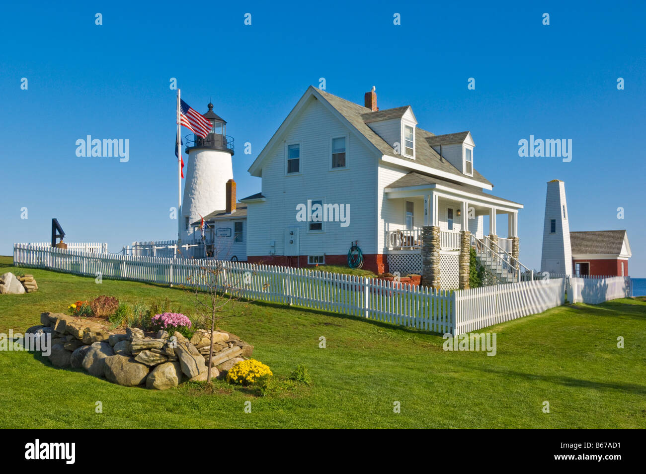 Pemaquid lighthouse e fishermans museo punto Pemaquid Maine USA Stati Uniti d'America Foto Stock