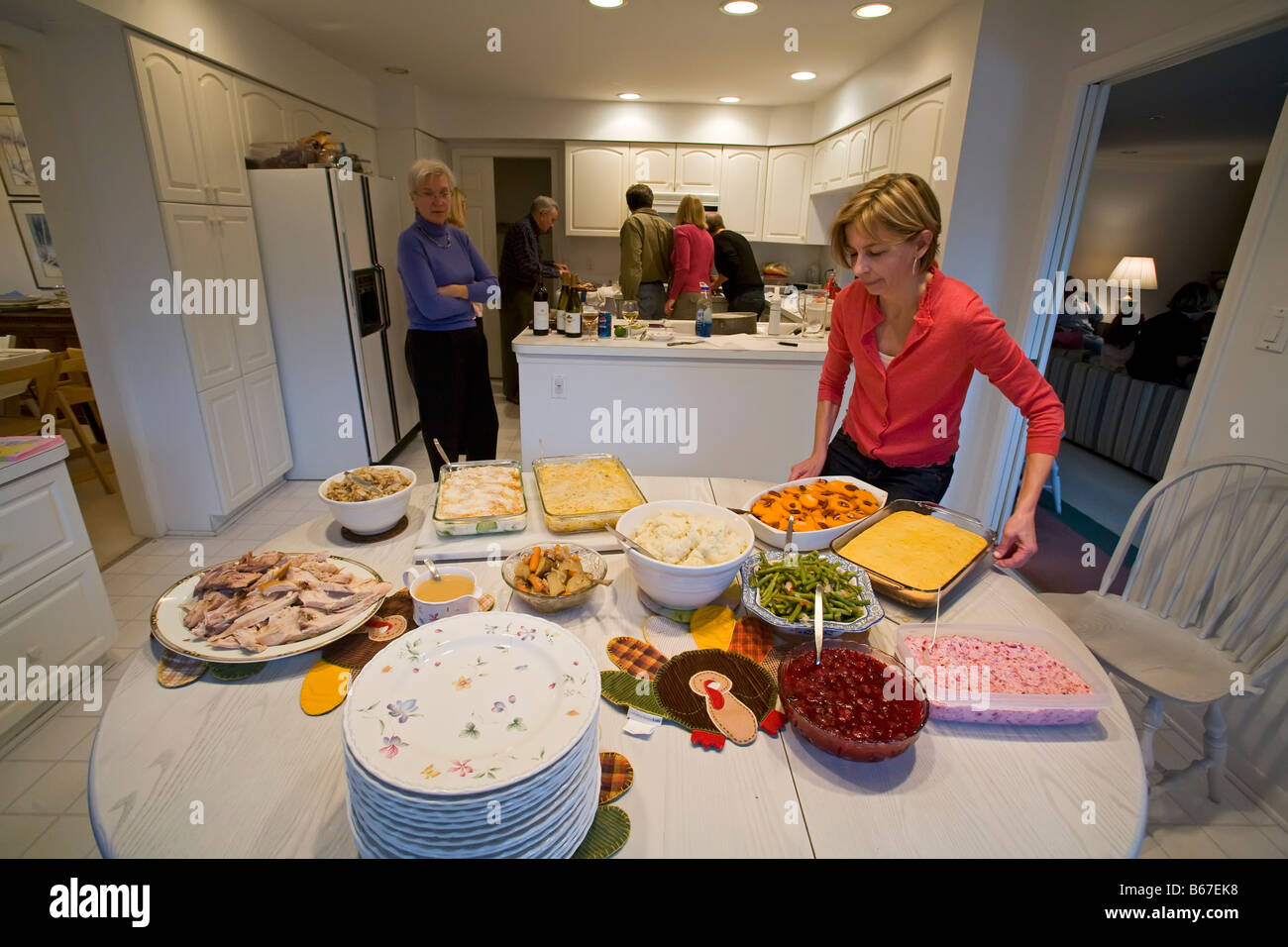 West Bloomfield Michigan cena di ringraziamento viene preparato in una famiglia s cucina Foto Stock