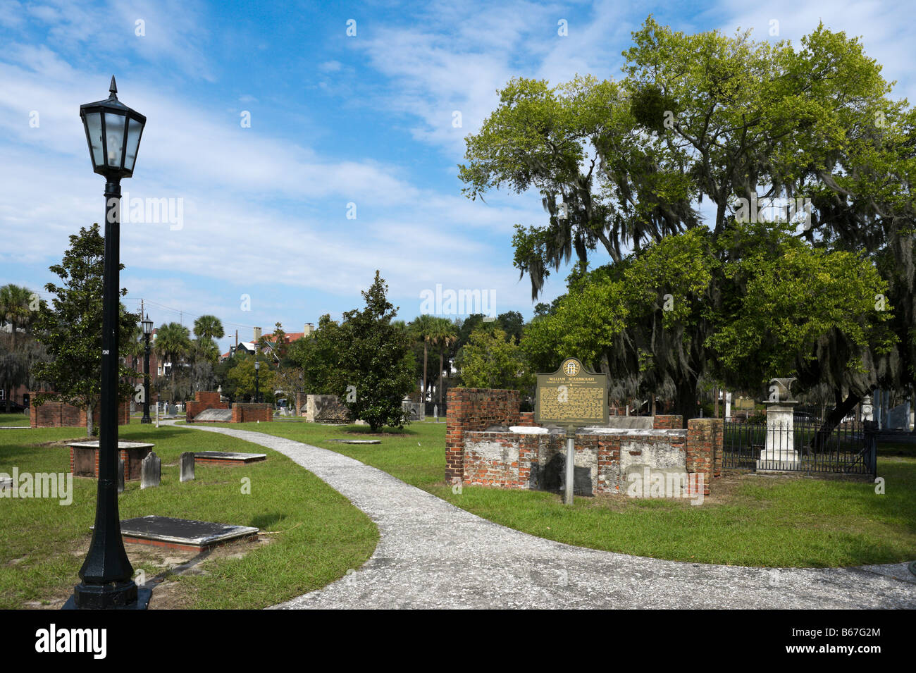 Parco coloniale nel cimitero del Quartiere Storico di Savannah, Georgia, Stati Uniti d'America Foto Stock