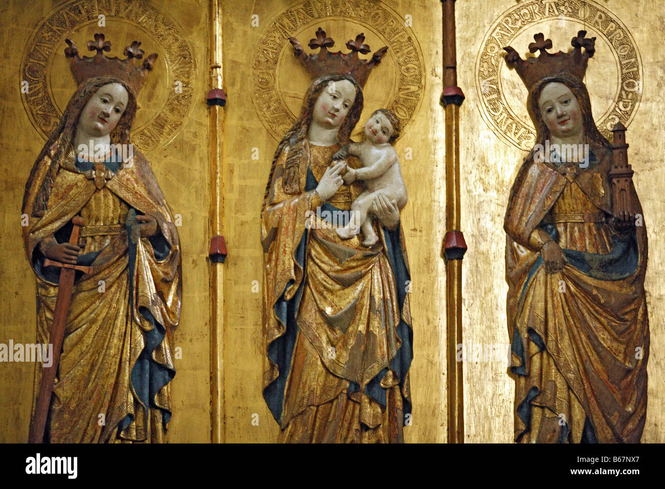 Medievale di arte religiosa, scultura, chiesa di San Pietro di Lubecca, Schleswig Holstein, Germania Foto Stock