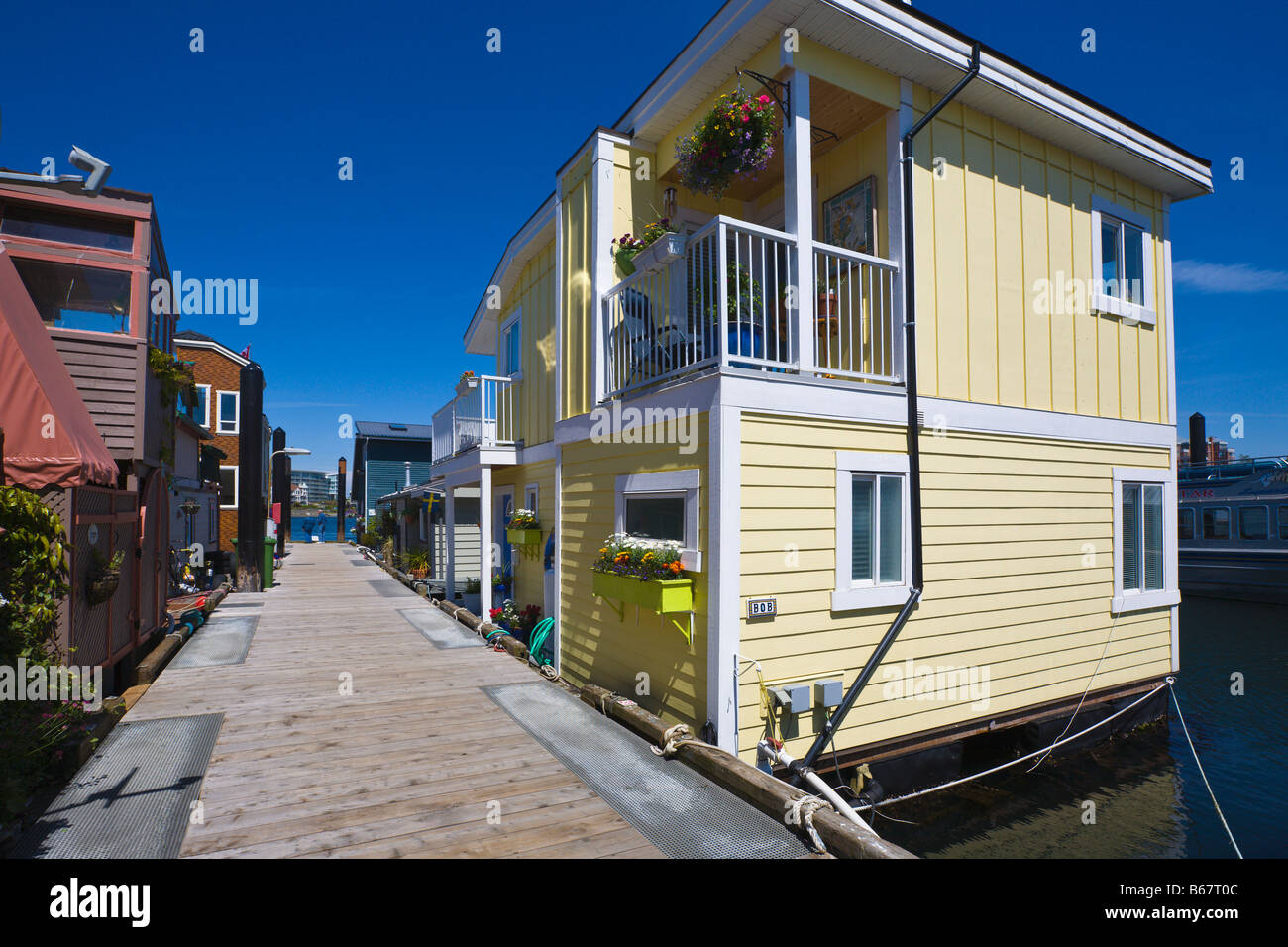 Le case galleggianti 'Fishermans Wharf' Victoria 'l'isola di Vancouver' 'British Columbia " Canada Foto Stock