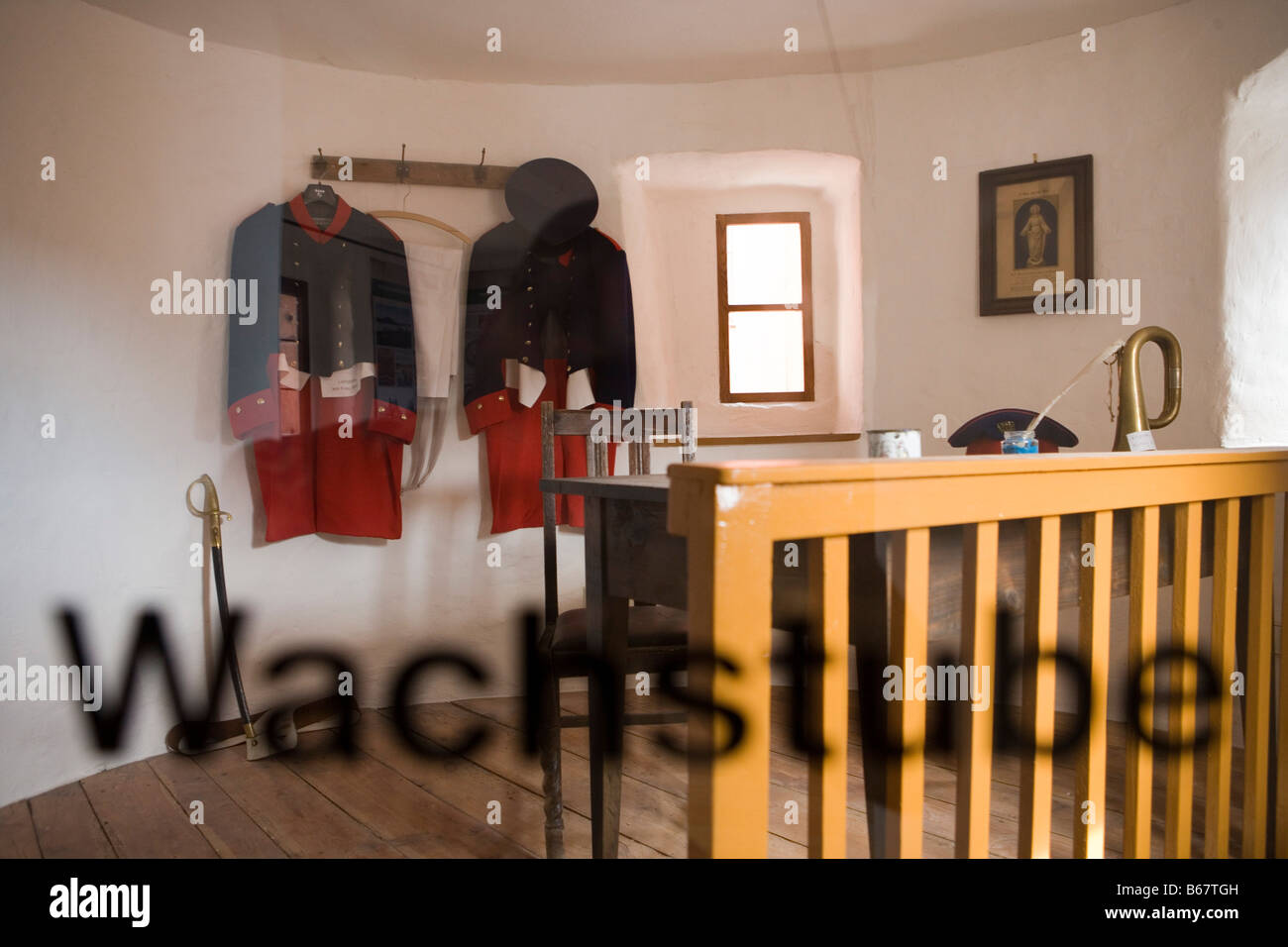 Wachstube posto di osservazione a Tann Stadttor City Gate, Tann, Rhoen, Hesse, Germania Foto Stock