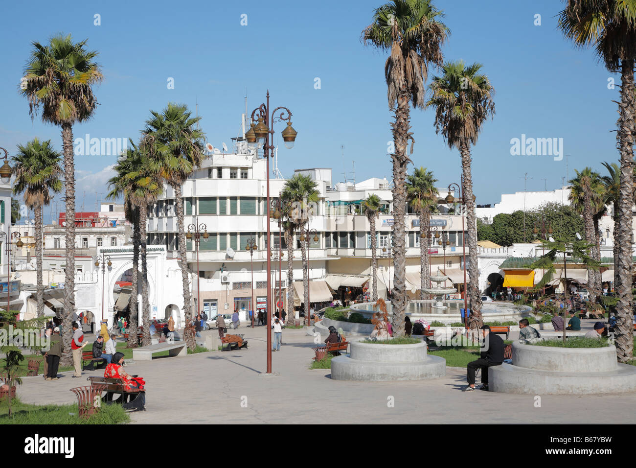 Fontana, Gran Socco, Tangeri, Marocco, Africa Foto Stock