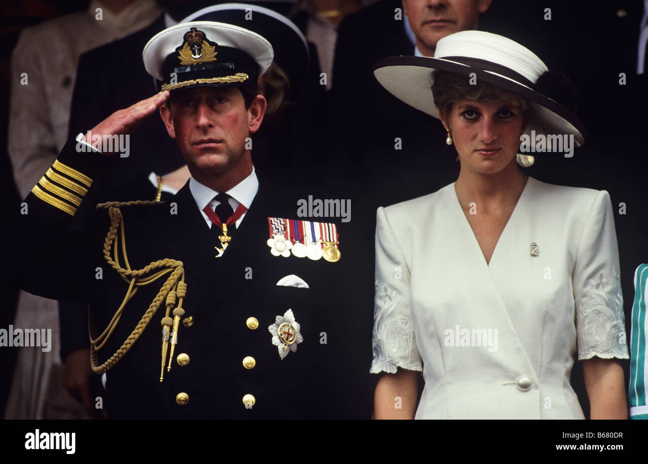 Il principe Carlo e la Principessa Diana frequentare la Victory Parade seguenti guerra delle Falkland Foto Stock