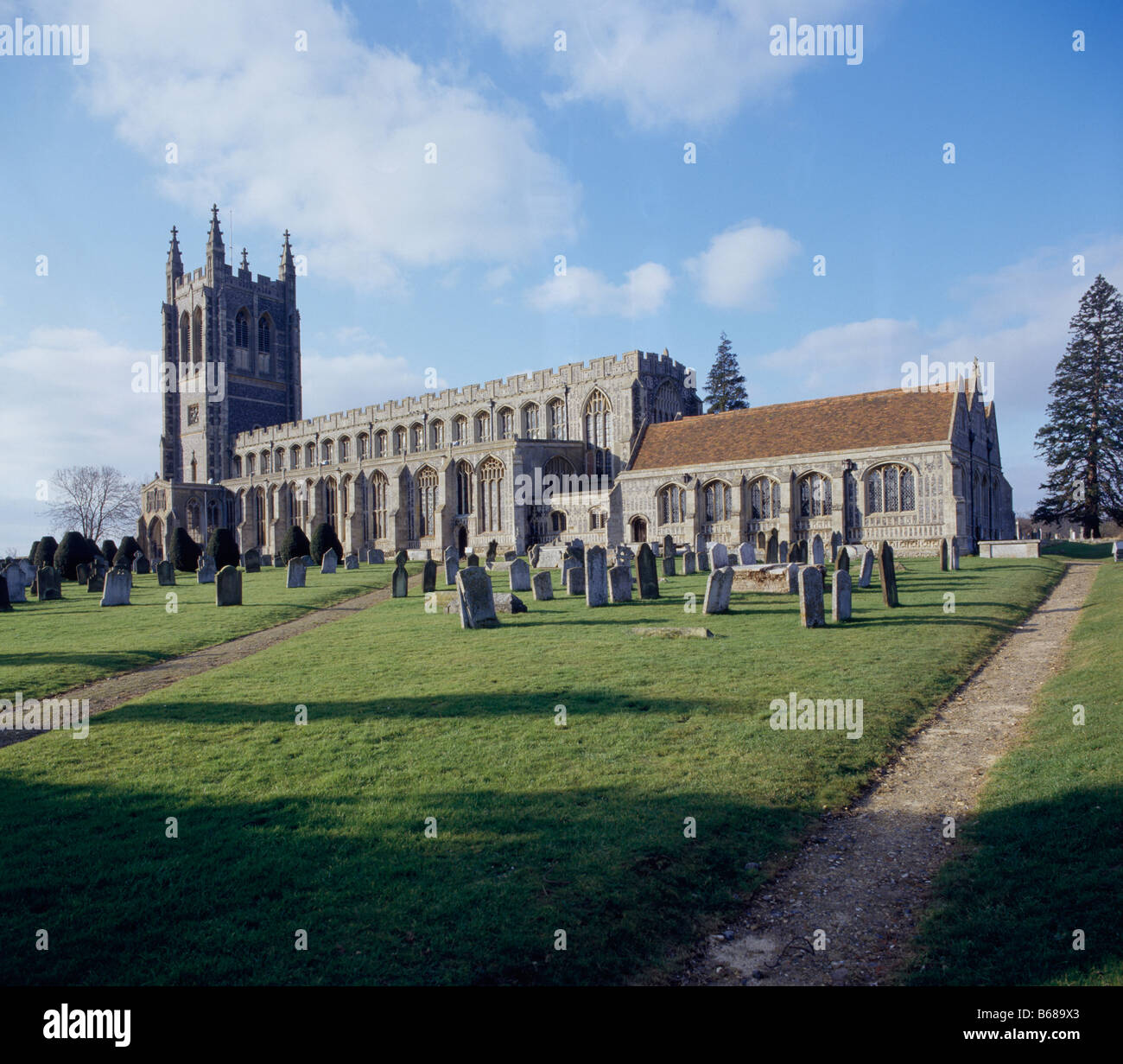 Long Melford Chiesa Ext Foto Stock