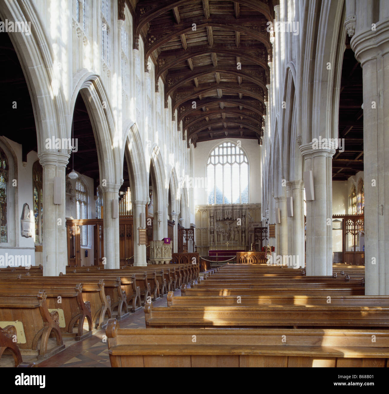 Long Melford Chiesa navata Suffolk Foto Stock