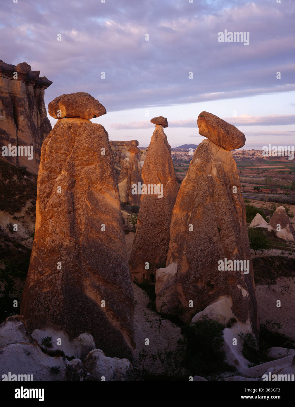 I Camini di Fata di Goreme Parco nazionale della Turchia regione Cappadocia depositi vulcanici vicino a Urgup 45 H IC può Foto Stock