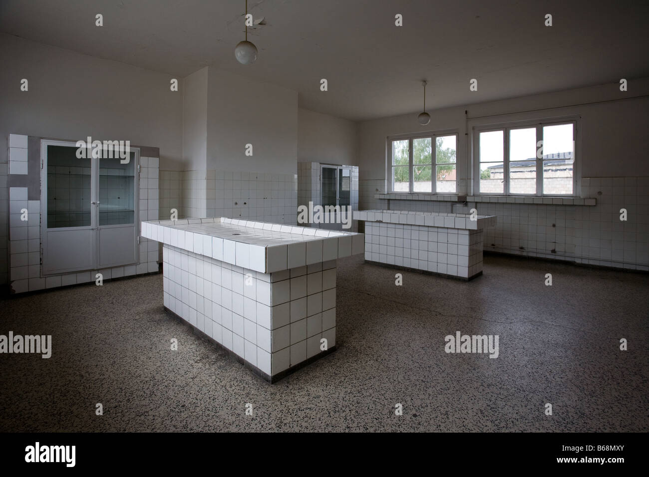 Campo di concentramento di Sachsenhausen sala di dissezione nella patologia Foto Stock