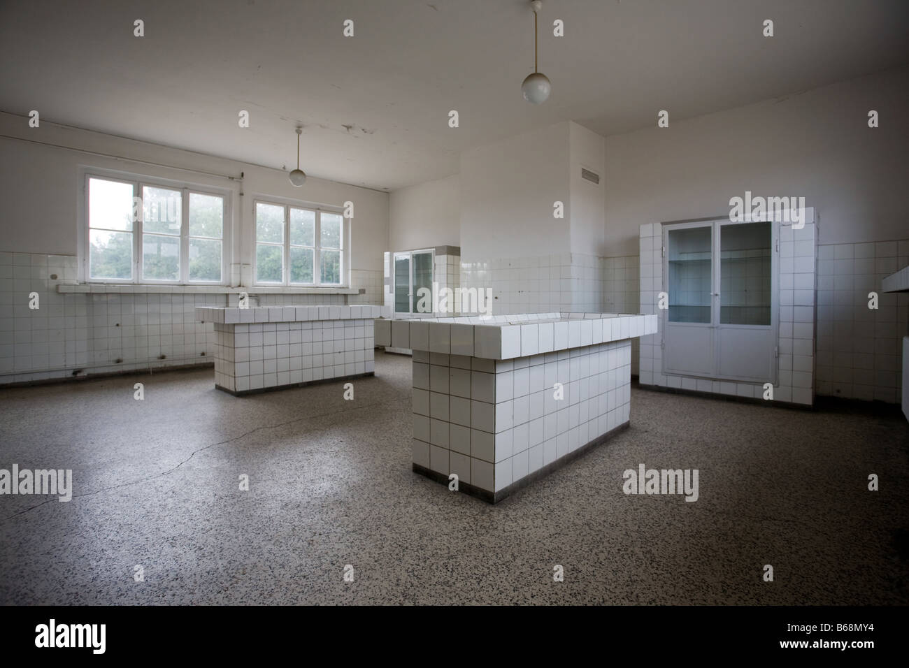 Campo di concentramento di Sachsenhausen sala di dissezione nella patologia Foto Stock