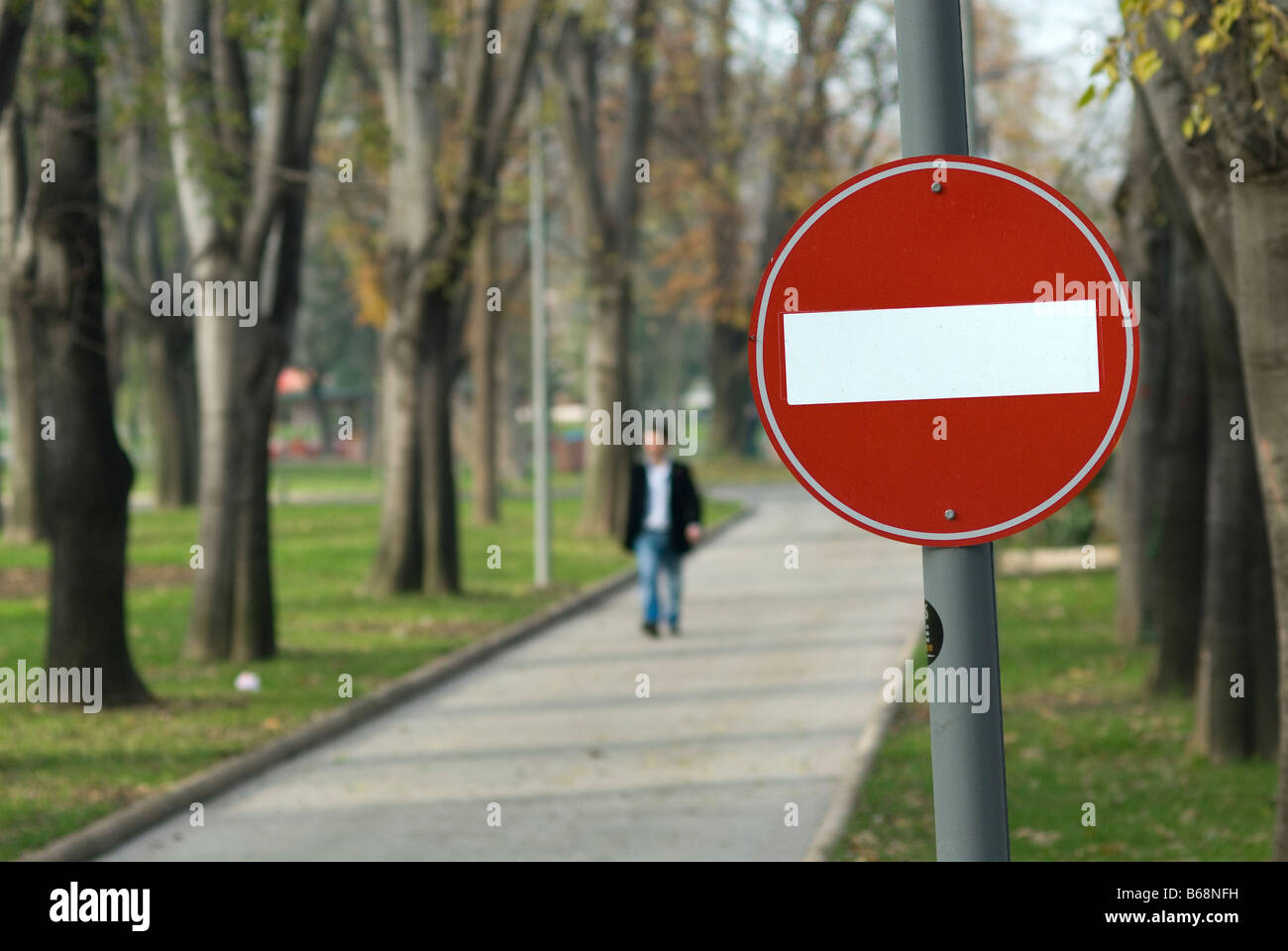 Nessun segno di ingresso al parco Foto Stock