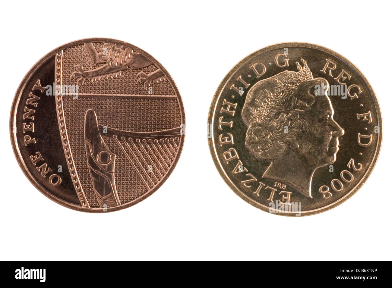 2008 Nuovo design per il British monete 1 pence pezzo Foto Stock