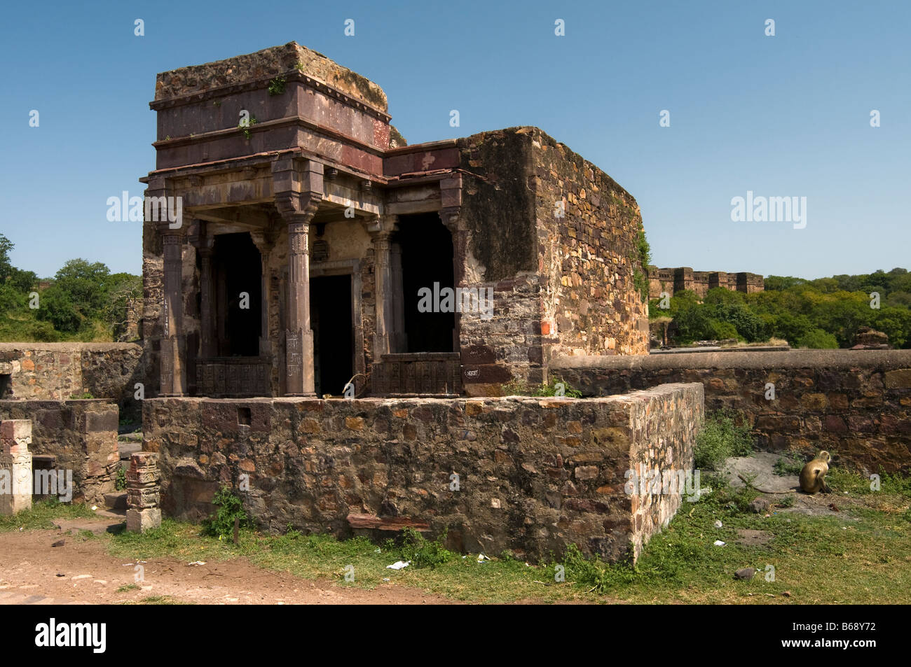 Ranthambore fort. Parco nazionale di Ranthambore. Il Rajasthan. India Foto Stock