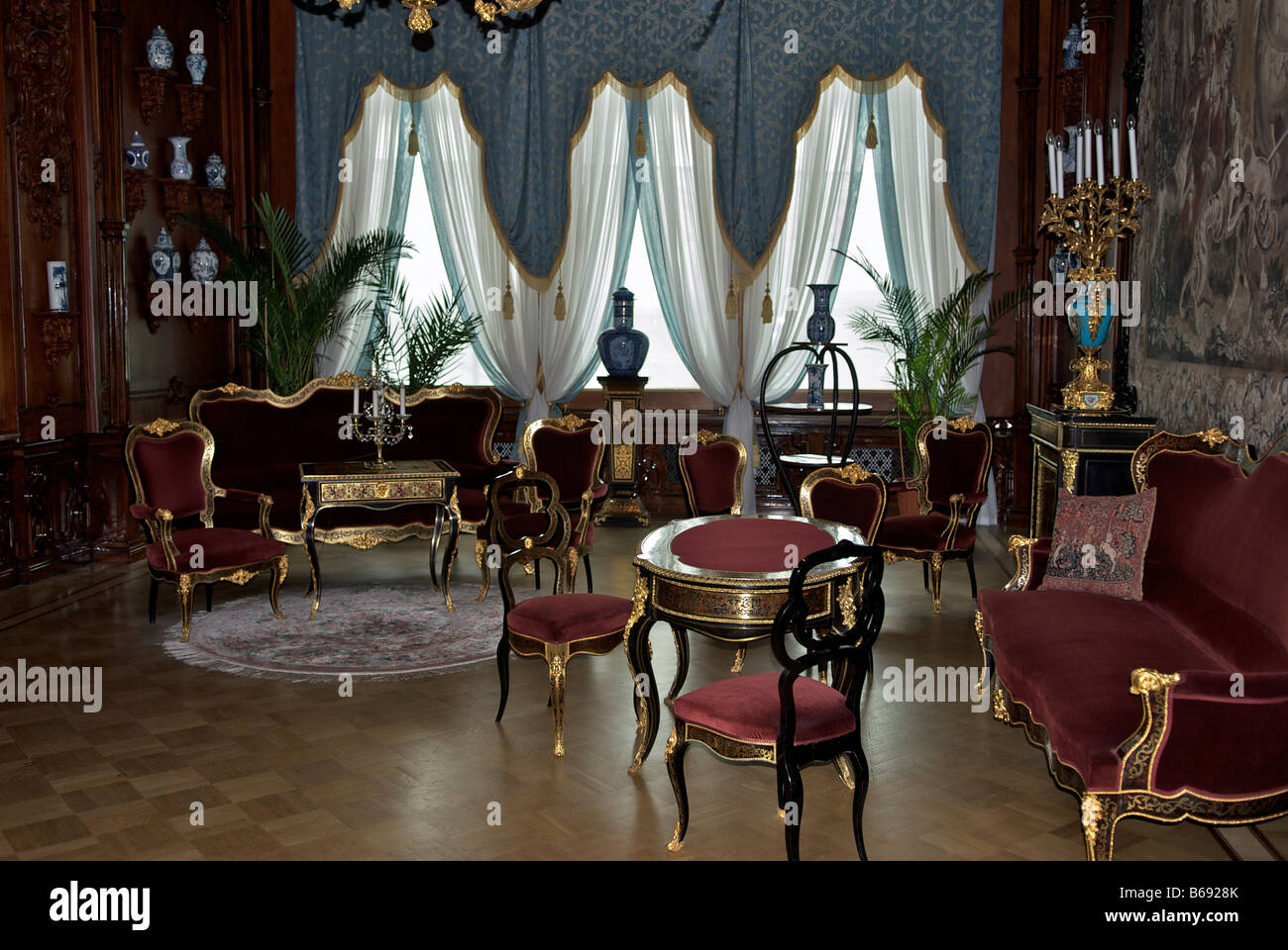Interior disegno camera Yusupov Palace o Palazzo Moika San Pietroburgo Russia Foto Stock
