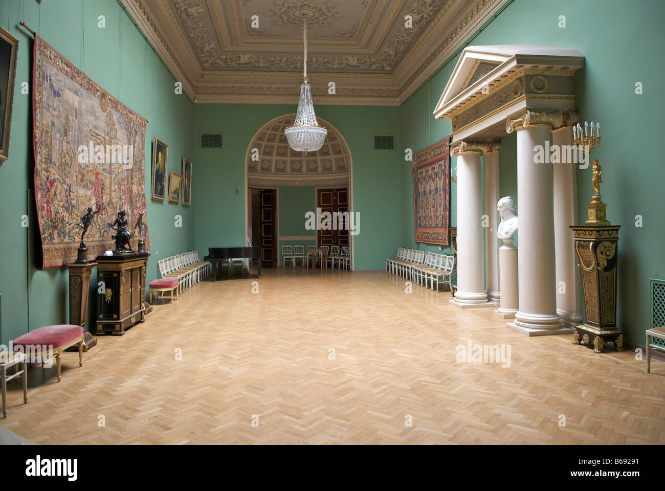 Interno galleria verde Yusupov Palace o Palazzo Moika San Pietroburgo Russia Foto Stock