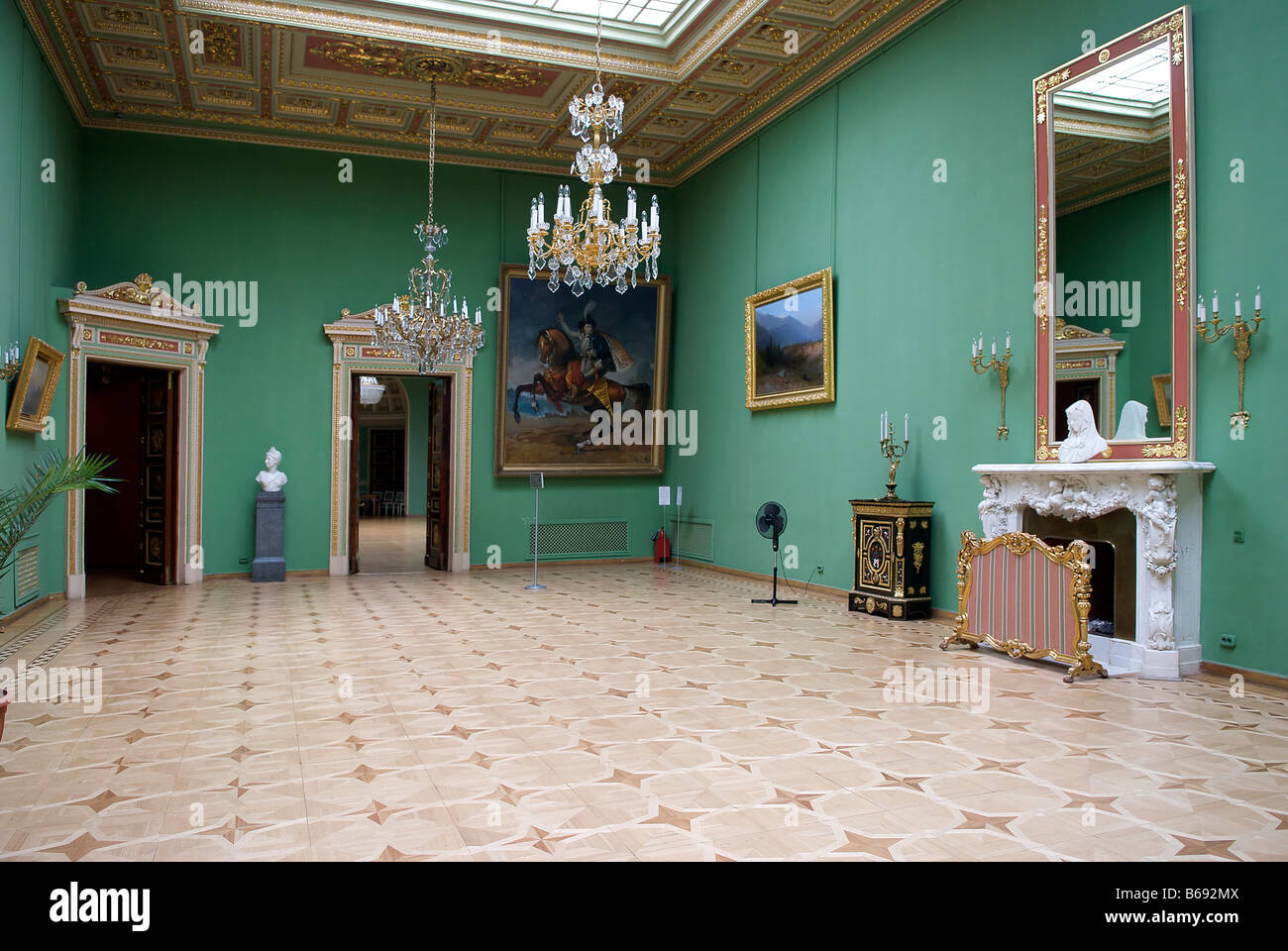 Interno galleria verde Yusupov Palace o Palazzo Moika San Pietroburgo Russia Foto Stock