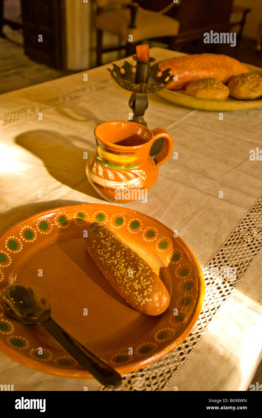 Governatori spagnoli Palace San Antonio Texas TX sala da pranzo pane in ceramica punto di riferimento della città di attrazione turistica sito con valore storico Foto Stock