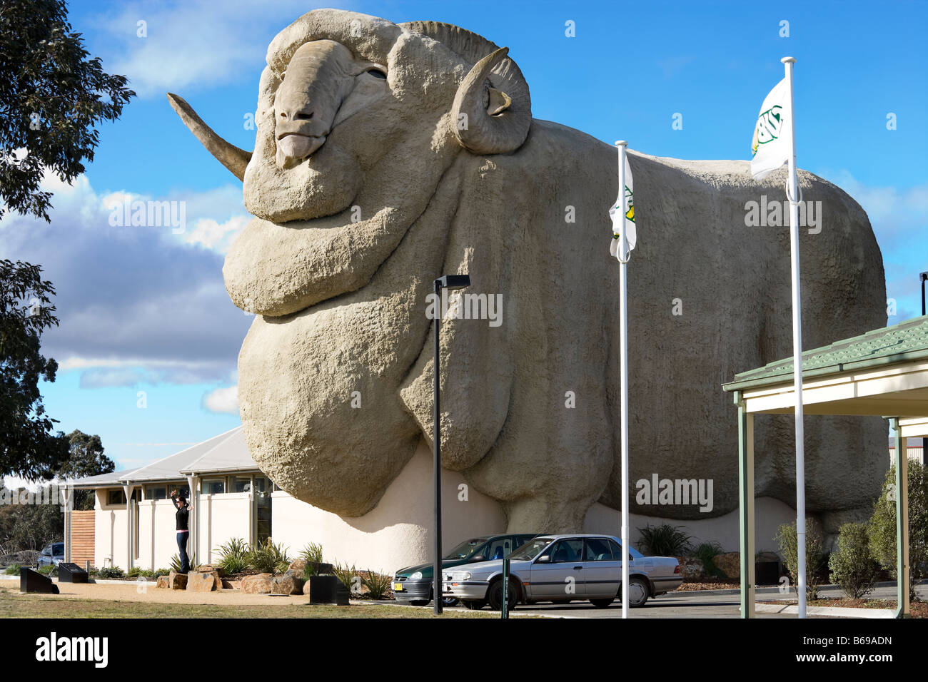 Il grande Merino in Goulburn Australia. I mondi più grande statua merinos a 15.2 metri, 97t. Foto Stock