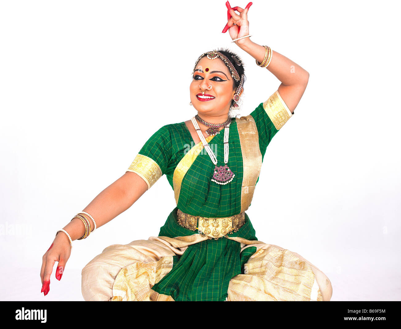 Bharathanatyam femmina ballerino del Tamil Nadu in India del Sud Foto Stock