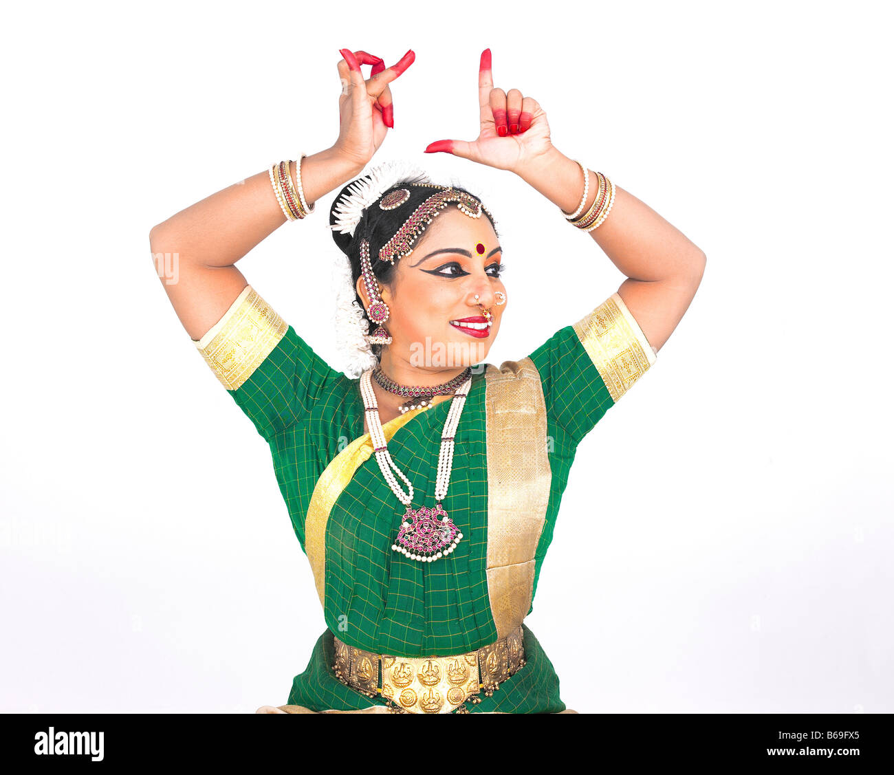 Bharathanatyam femmina ballerino del Tamil Nadu in India del Sud Foto Stock